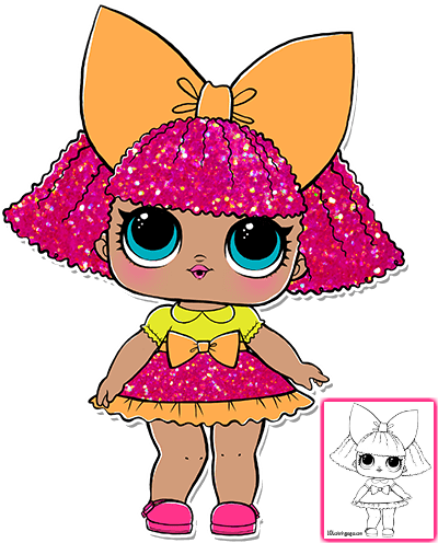 Glitter Queen Printable Coloring Page - Lol Surprise Serie 1 (403x550)