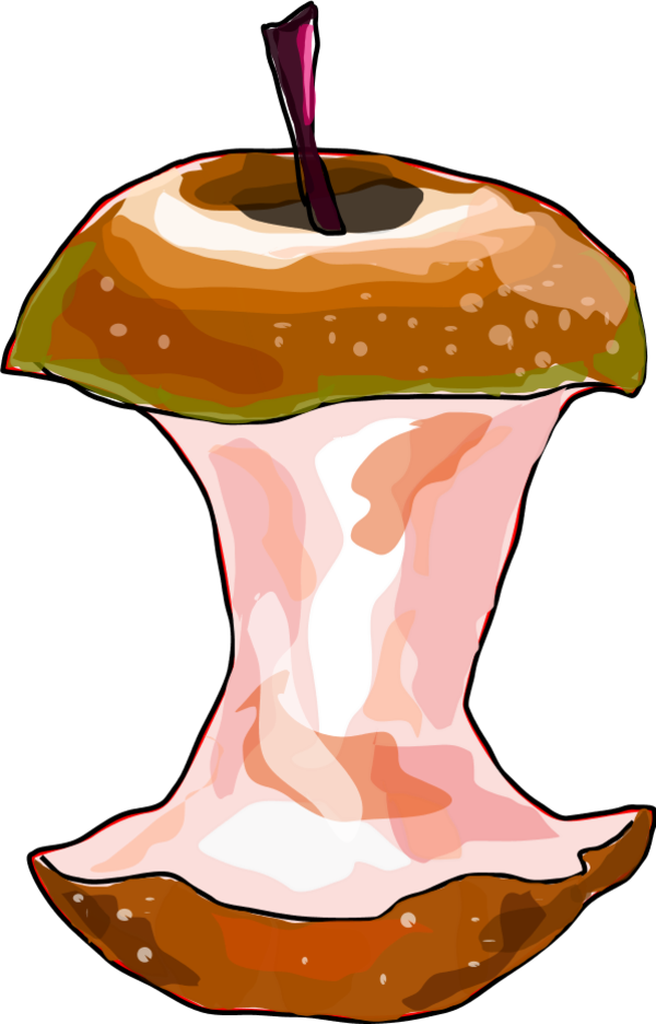 Apple Core Vector Clipart - Eaten Green Apple Shower Curtain (600x936)