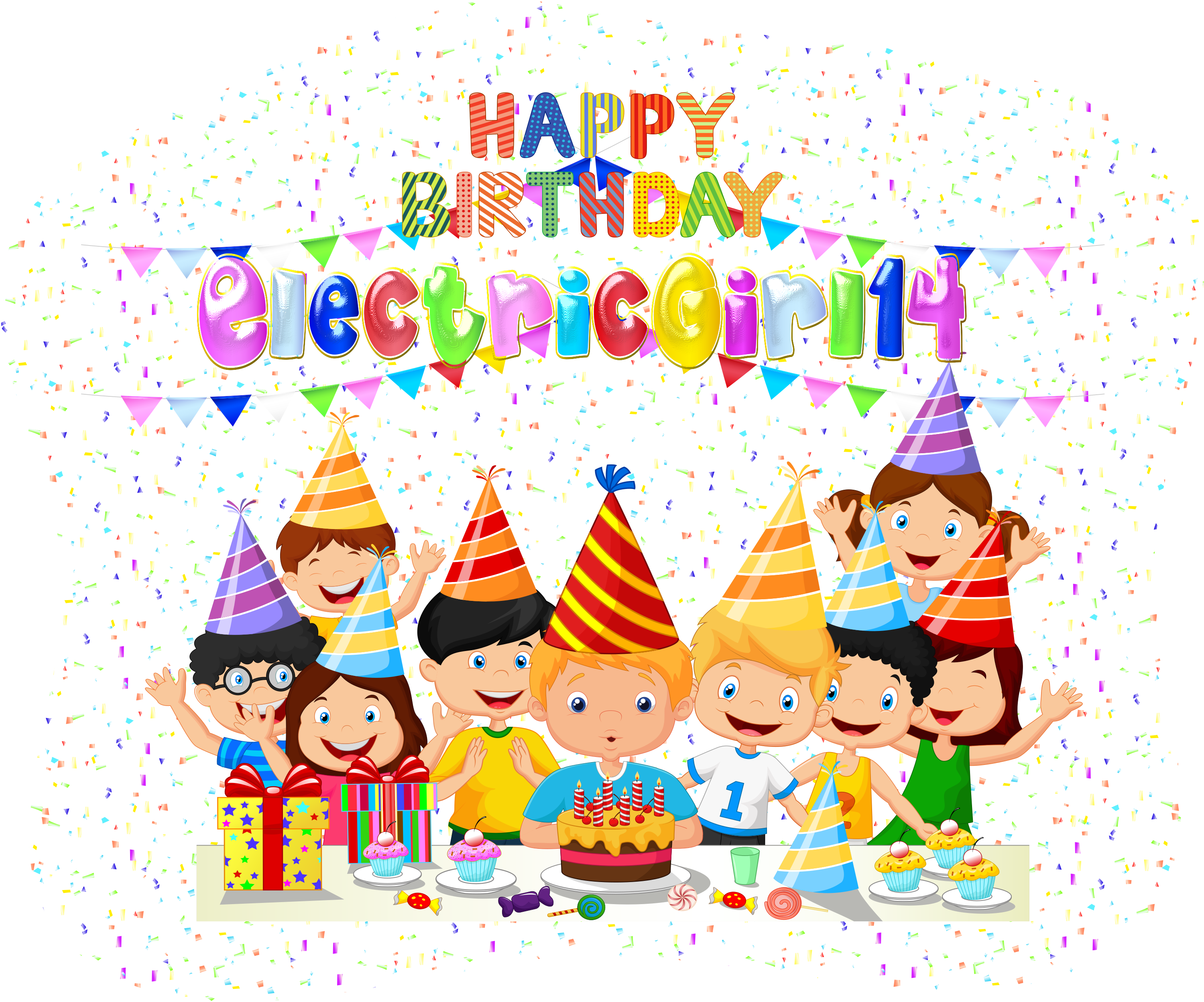 Happy Birthday Electricgirl14 By Creaciones Jean - Big Birthday Surprise Coloring Book (3000x2498)