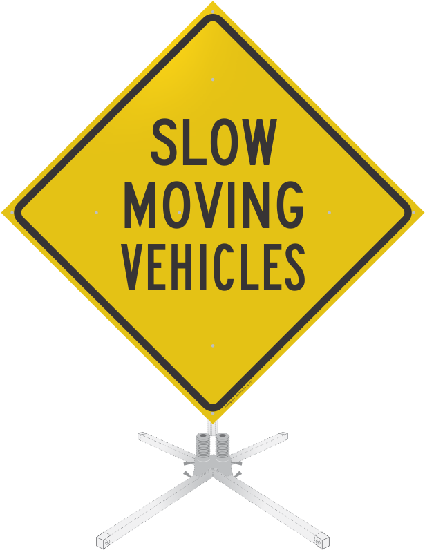 Slow Moving Vehicles Roll-up Sign - Trucks Entering And Leaving Highway Sign (628x800)