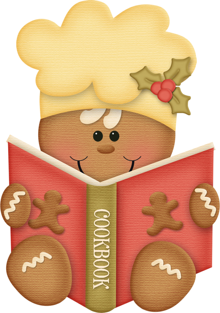 Gingerbread Man With Cookbook - Galletas De Jengibre Navideñas Animadas (718x1024)