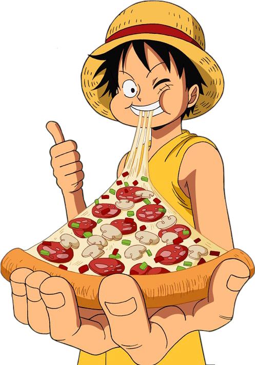 Where Did I Leave Off In One Piece I Think It Was The - Luffy Eating Pizza (505x711)