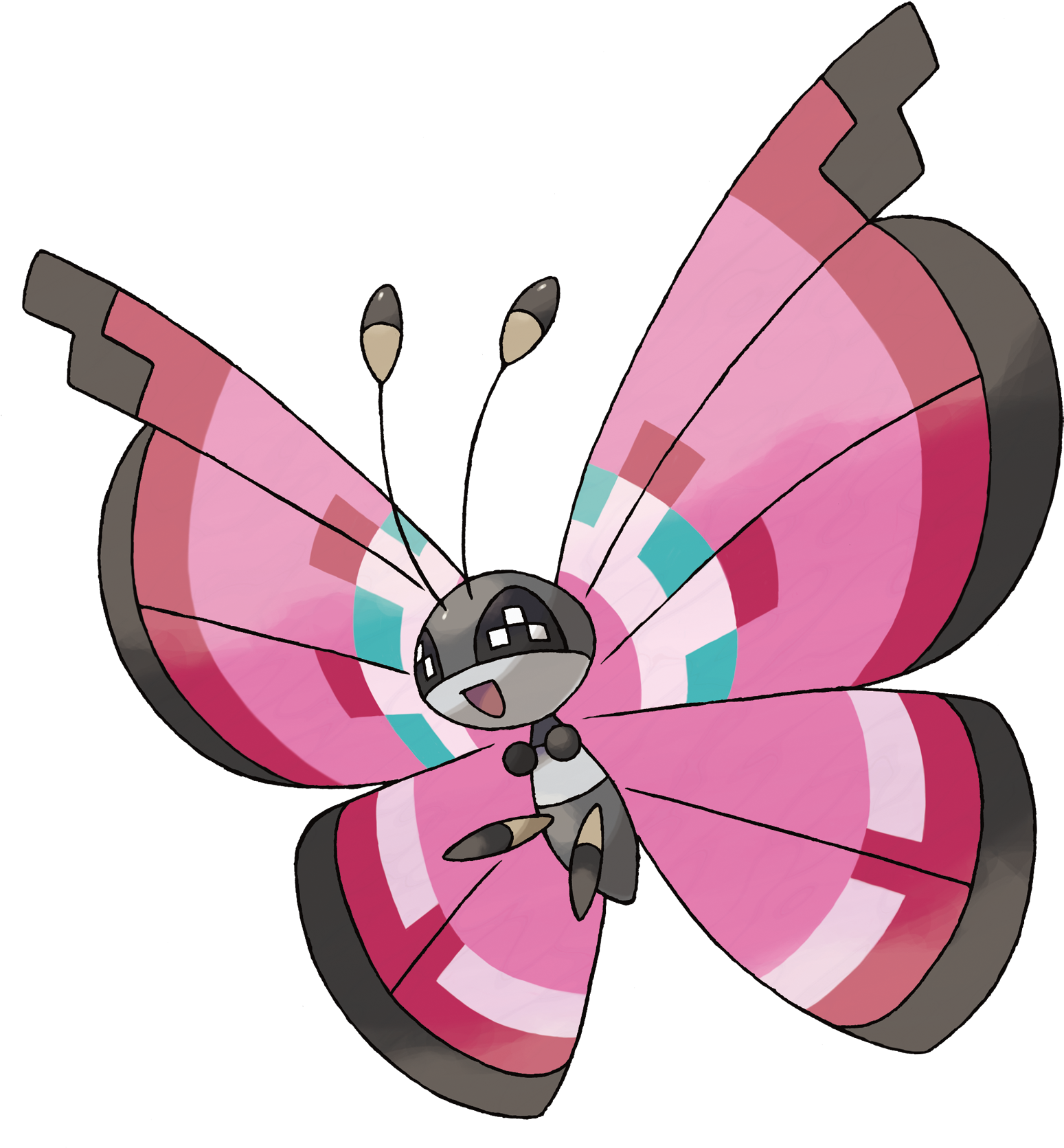 Glitch Clipart Butterfly Pink - Bug Type Pokemon Butterfly (1896x1750)