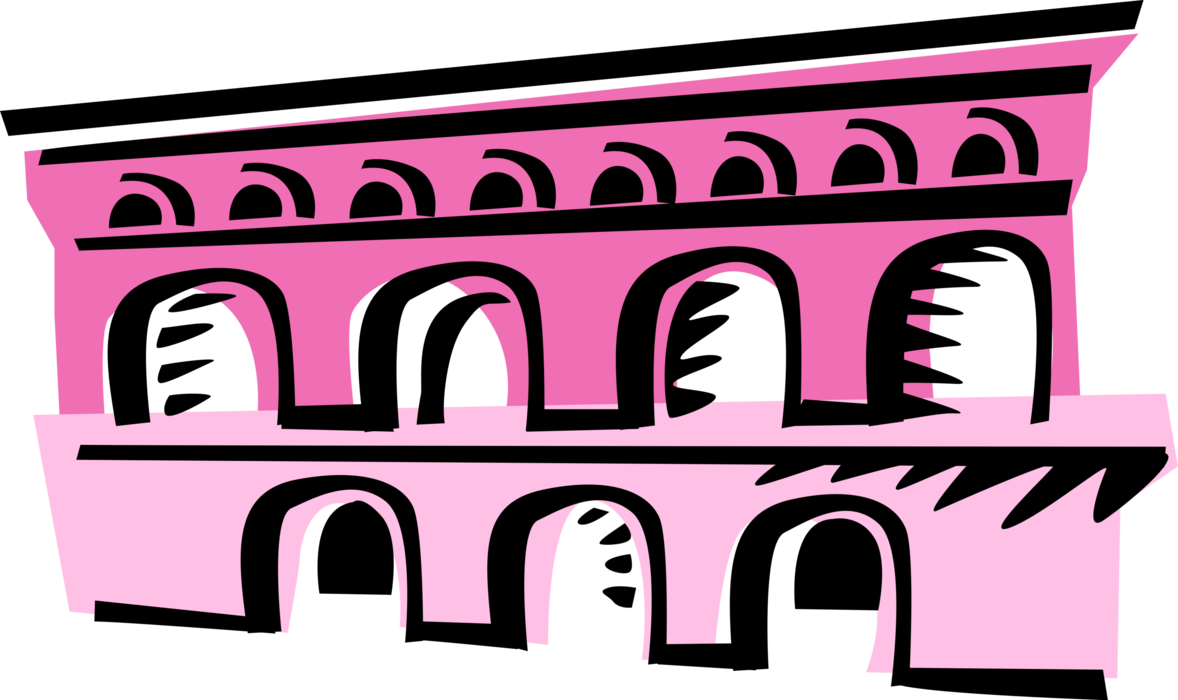 Vector Illustration Of Pont Du Gard Ancient Roman Aqueduct - Vector Illustration Of Pont Du Gard Ancient Roman Aqueduct (1178x700)