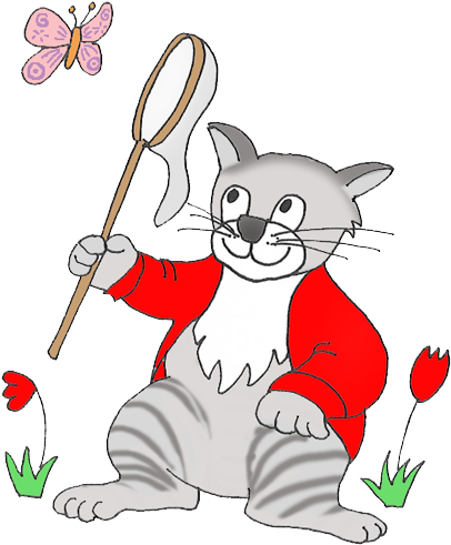 Cat Clipart Butterfly - Clip Art (464x526)