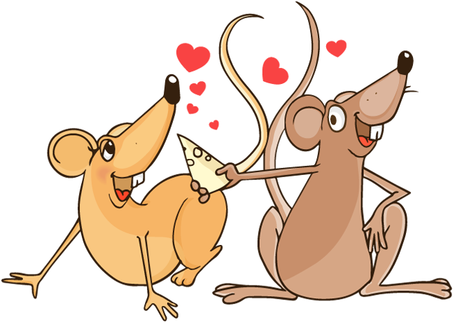 Cartoon Rat Couple In Love - Cartoon Rat Love (650x460)