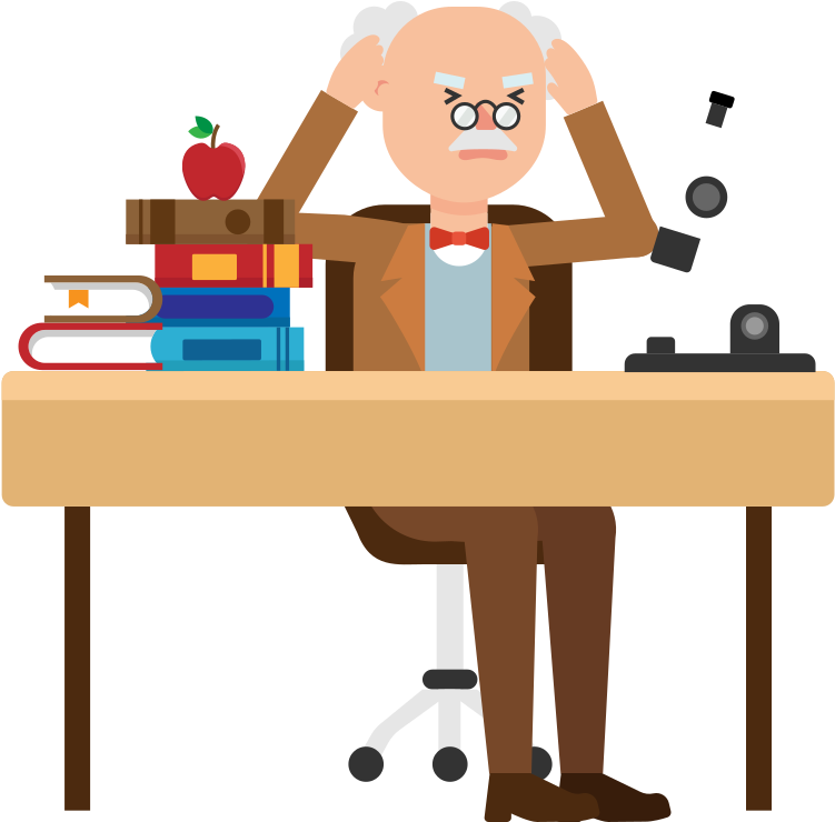 Professor Stressed At His Desk Cartoon - Cartoon Desk Full Of Files (2000x1125)