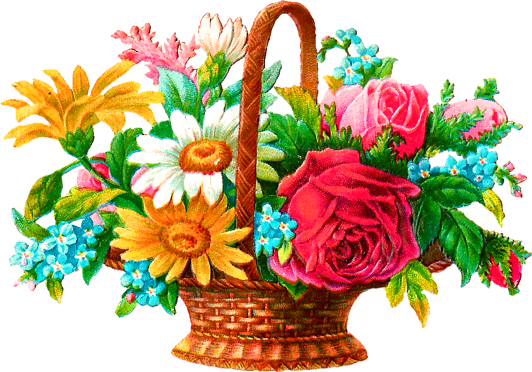 Digital Flower Basket Image - Flowers Basket Png (1200x858)
