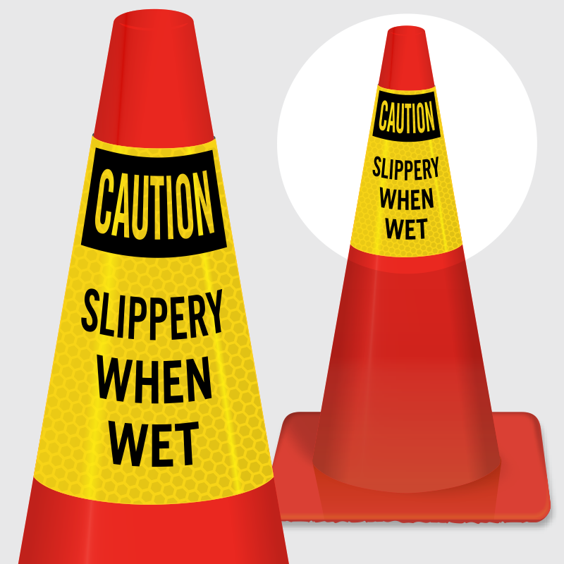 Caution Slippery When Wet Cone Collar - Wet Floor Sign Cone (800x800)