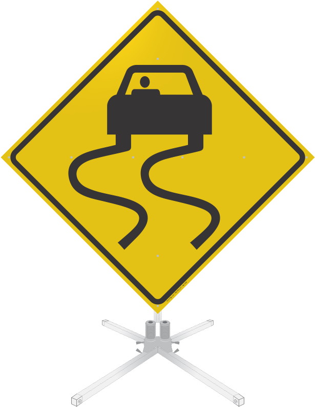 Slippery When Wet Symbol Roll-up Sign - Slippery When Wet Sign (628x800)