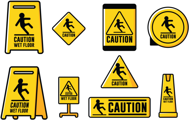 Vector Sign Caution Wet Foor - Señales Para Piso (700x490)