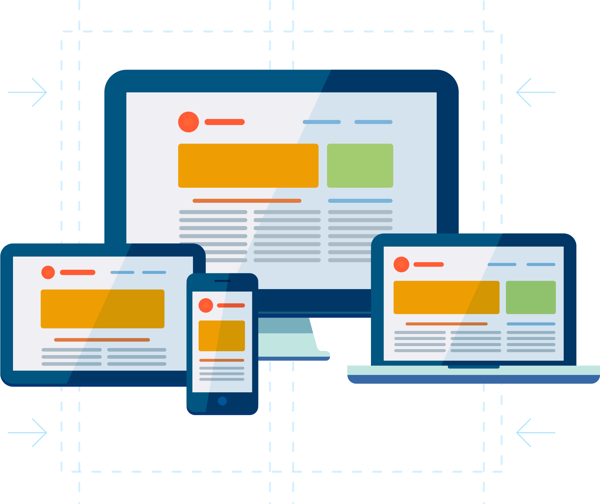 Devices, Mac, Pc, Phone, Responsive Design, Responsivity, - Responsive Website Icon Png (2232x1848)