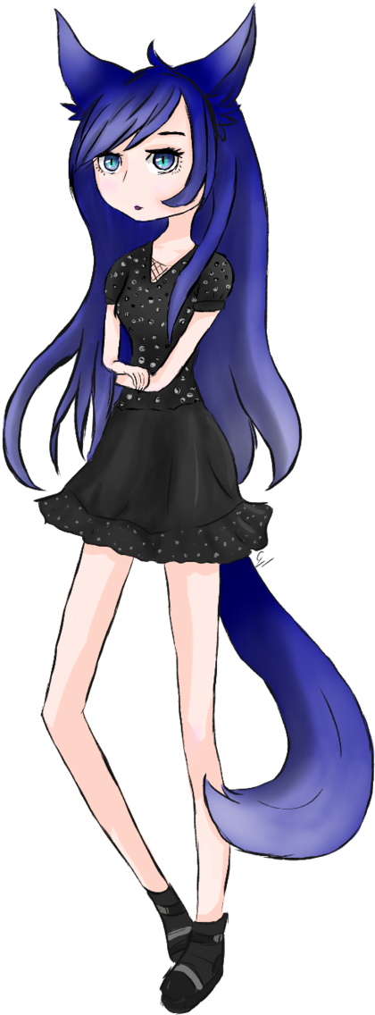 Blue Fox Girl By Guerra00 - Purple And Blue Fox Girl (600x1329)