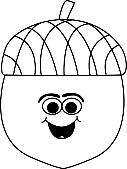 Cartoon Acorn Black And White Clip Art - Omalovánky Žalud (416x550)