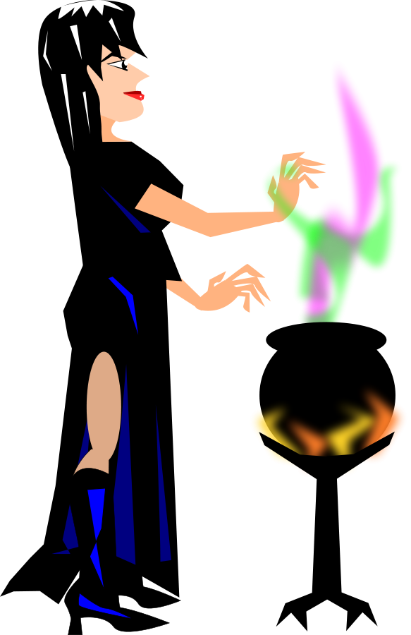 Witch With Cauldron Clip Art - Bruxa Com Caldeirão (583x900)