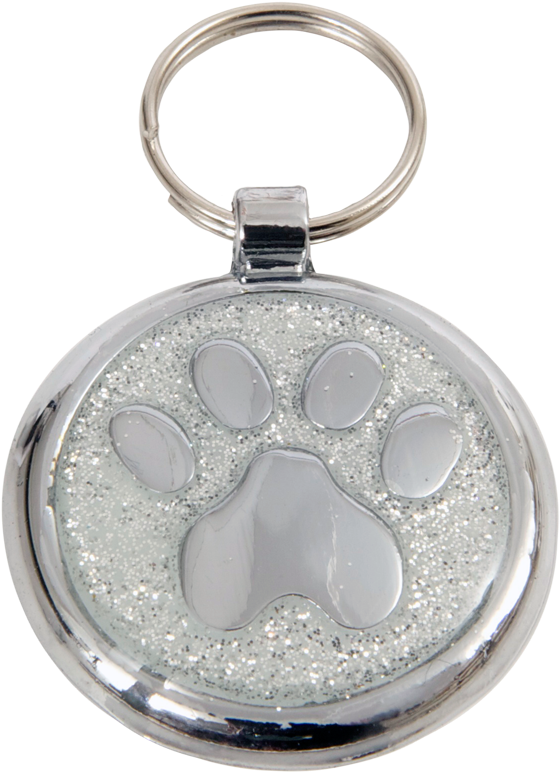 Luxury Designer Dog Tag Glitter Silver Sparkle Paw - Pet Tag (871x871)