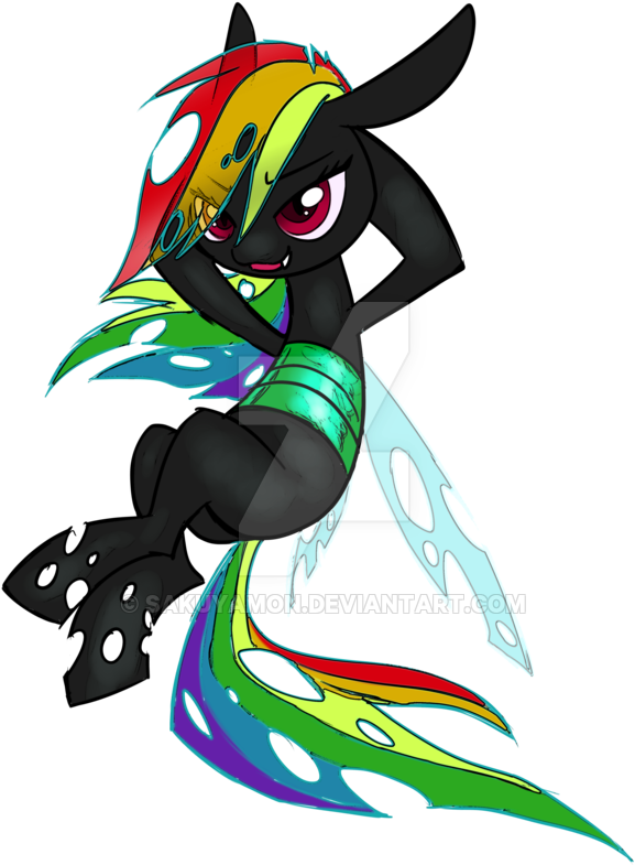 Changeling Rainbow Dash- Element Of Sloth By Sakuyamon - My Little Pony Changeling Rainbow Dash (600x809)
