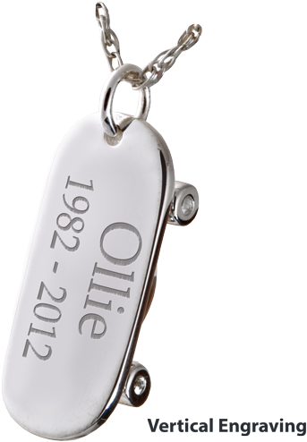 Silver Skateboard Cremation Jewelry Pendant For Cremains - Cremation Memorial Jewelry: Sterling Silver Skateboard (500x500)