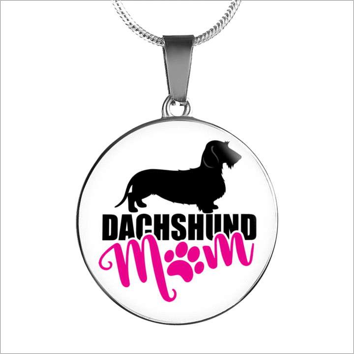 Dachshund Mom Wirehair Luxury Circle Pendant With Engraving - Pendant (720x720)