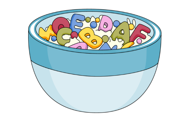 The Marshmallows In Lucky Charms Cereal Have A Name - Bowl Of Alphabet Cereal (630x420)