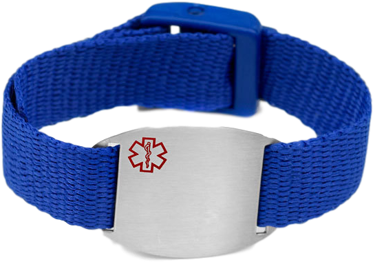 Engraving Possible At The Front & Back - Blue Sport Band Medical Bracelet Fits 4 - 8 Inch (600x600)