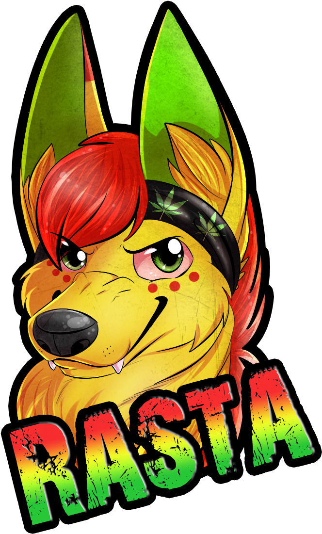 Rasta Freakhound Badge - Cartoon (707x1146)