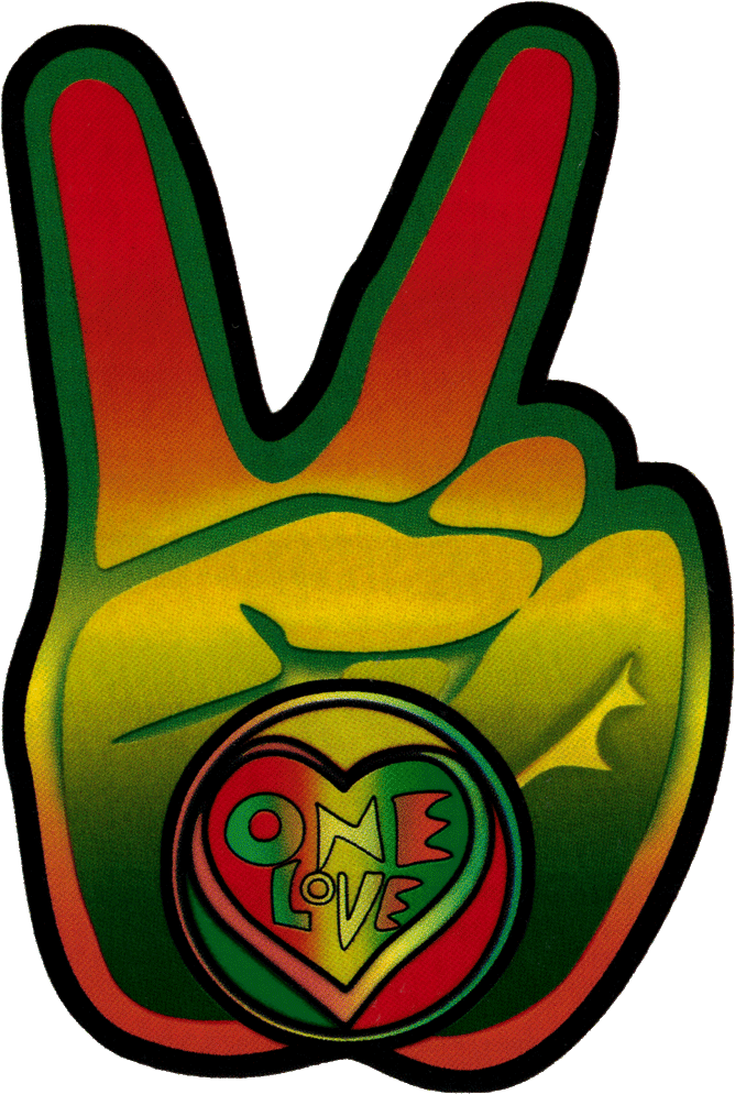 Rasta Peace Hand Window Sticker Decal 3 75 X - One Love Turtle (668x1000)
