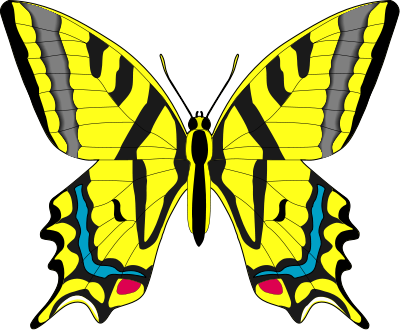 Butterfly Clipart Yellow - Yellow Butterfly Clip Art (400x330)