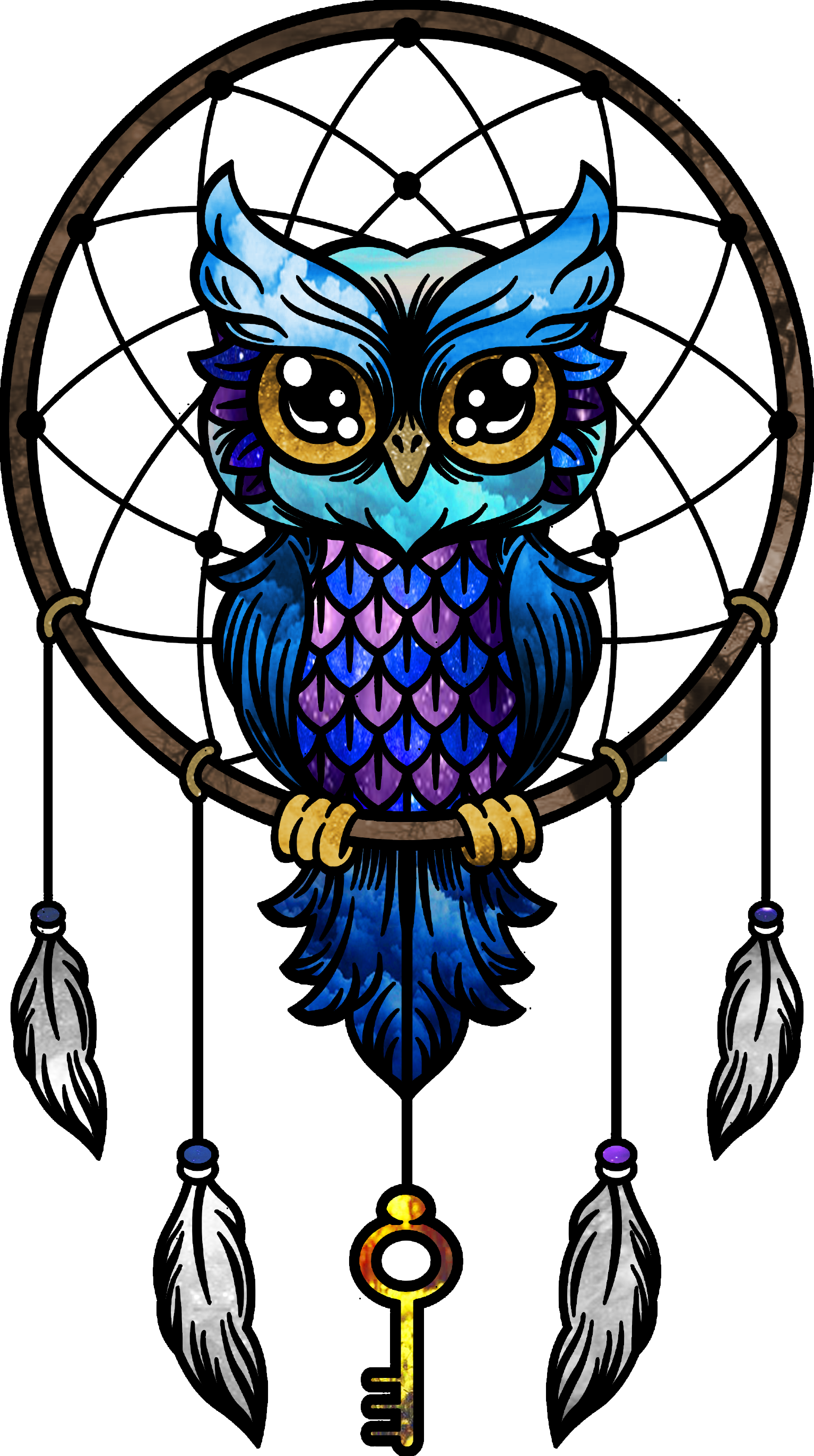 Owl Wallpaper, Cartoon Owls, Baby Owls, Dreamcatchers, - Atrapasueños Con Un Buho (1534x2742)