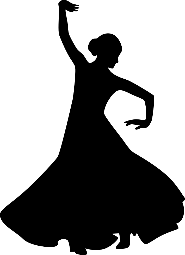 Flamenco Female Dancer Silhouette With Raised Right - Flamenco Silhouette Png (710x980)