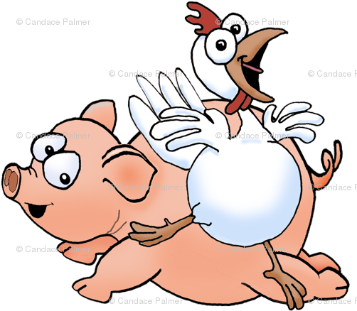 Cartoon Pigs Images - Pig And Chicken Cartoon (509x448)