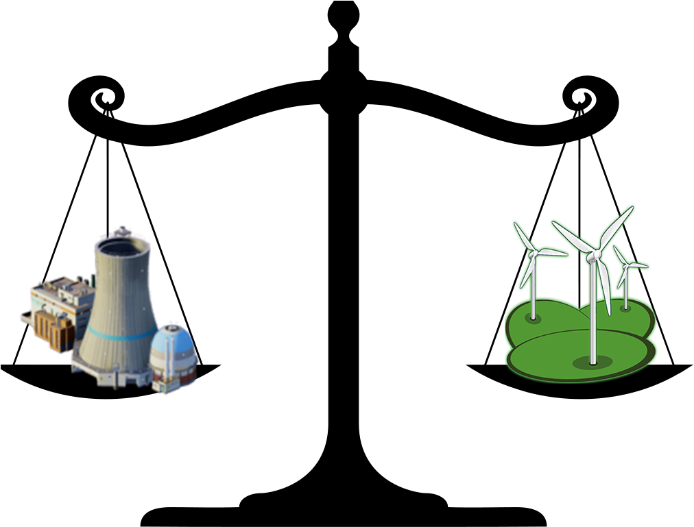 Nuclear Energy Vs Wind Power - Balance Scale Clipart (1024x804)