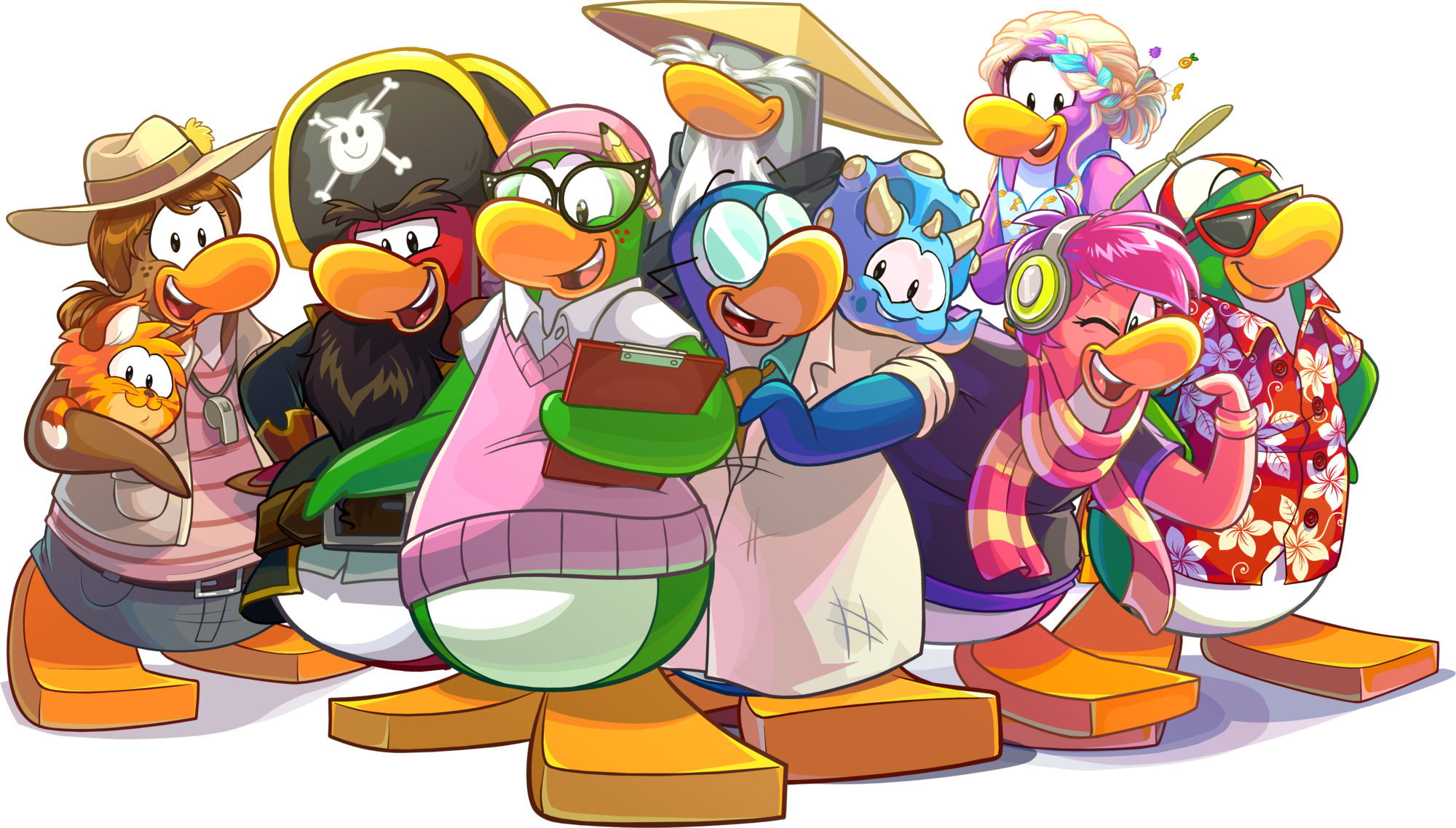 10th Anniversary Mascots - Club Penguin Waddle On Party (2000x1138)