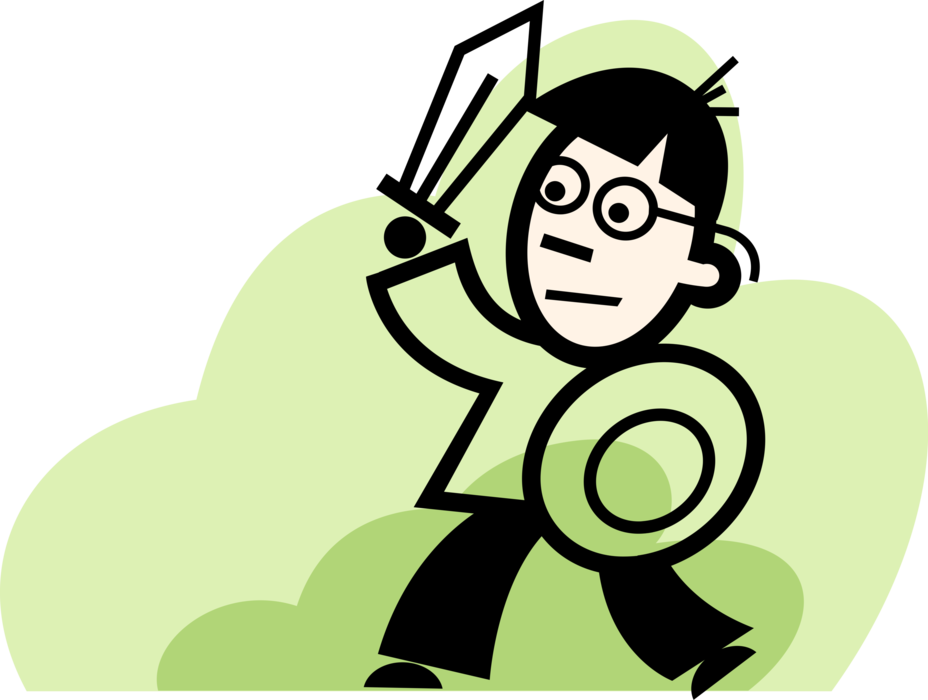 Vector Illustration Of Boy With Toy Sword And Shield - Vector Illustration Of Boy With Toy Sword And Shield (928x700)