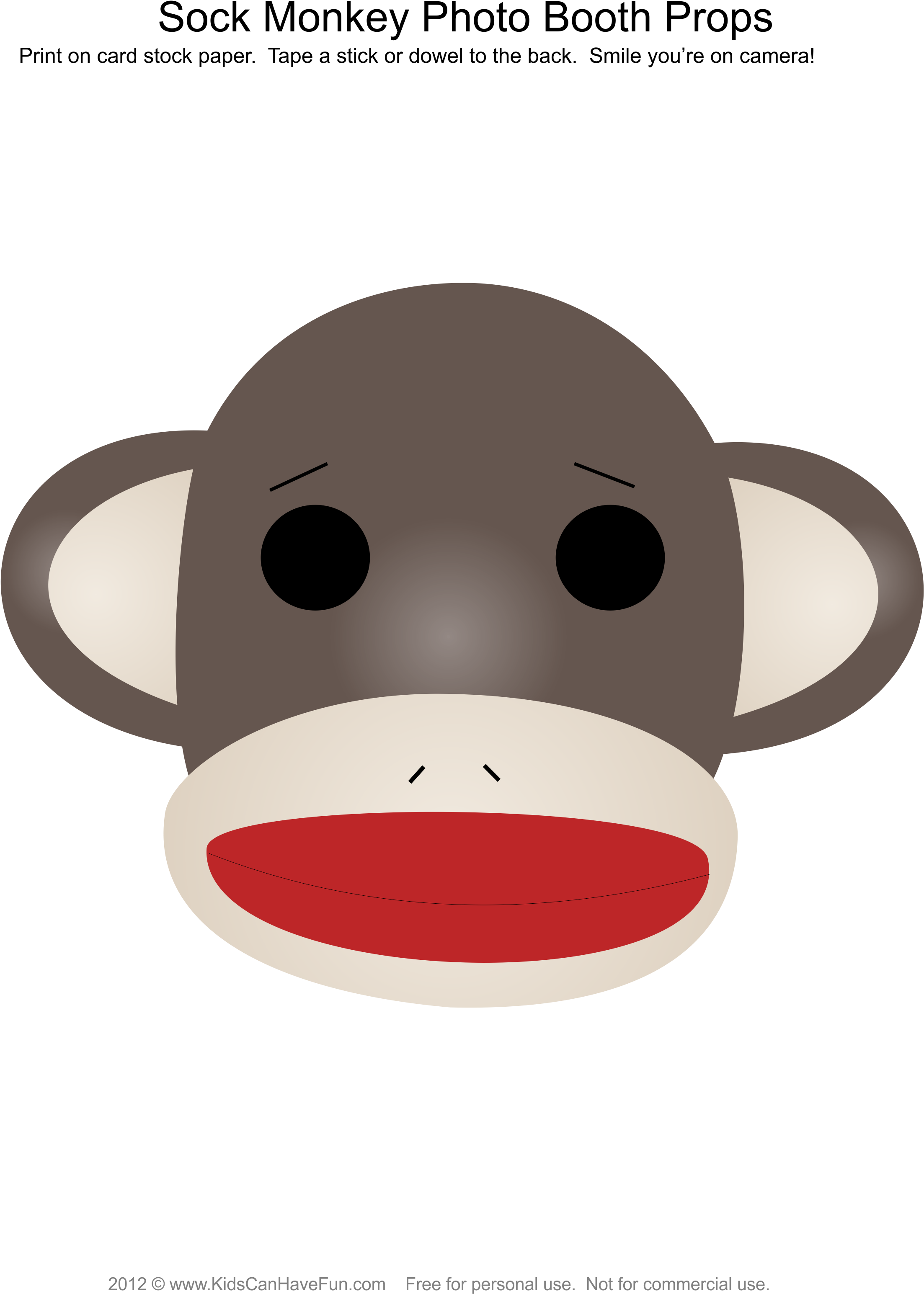 Sock Monkey Photo Booth Props Tall Hats Photo Booth - Monkey (2257x3089)