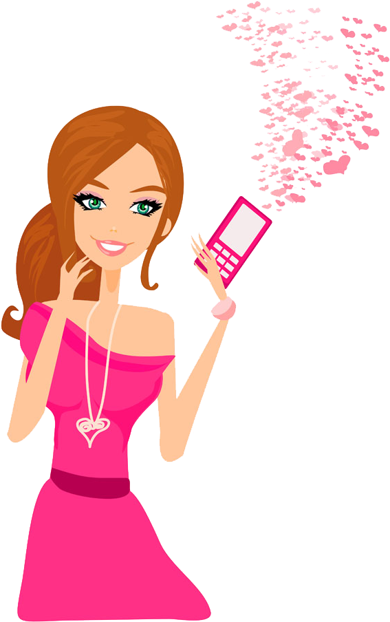 Mobile Phone Telephone Girl Clip Art - Mobile Phone Telephone Girl Clip Art (777x973)