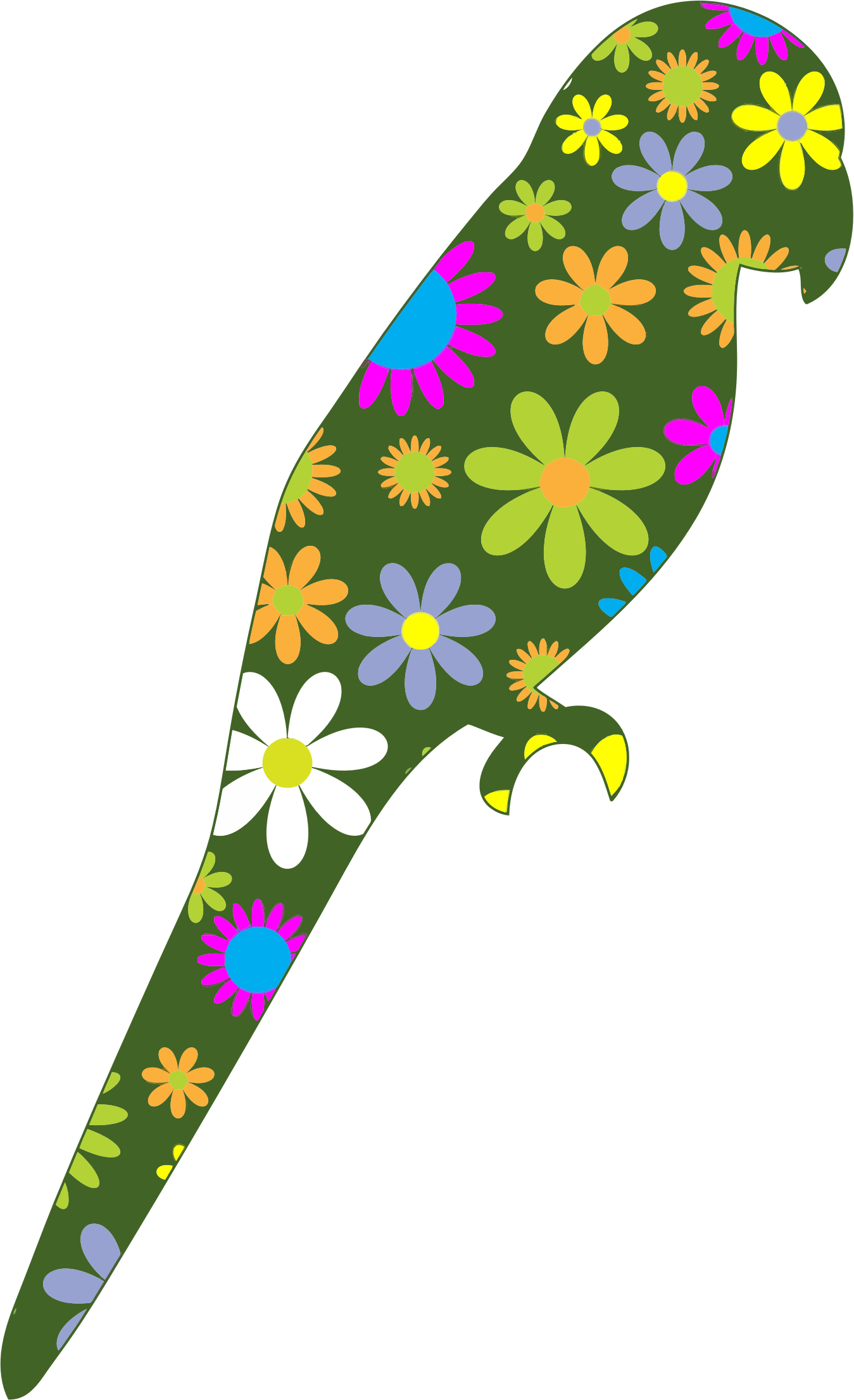 Parrot Bird Flower Clip Art - Parrot Bird Flower Clip Art (1349x2211)