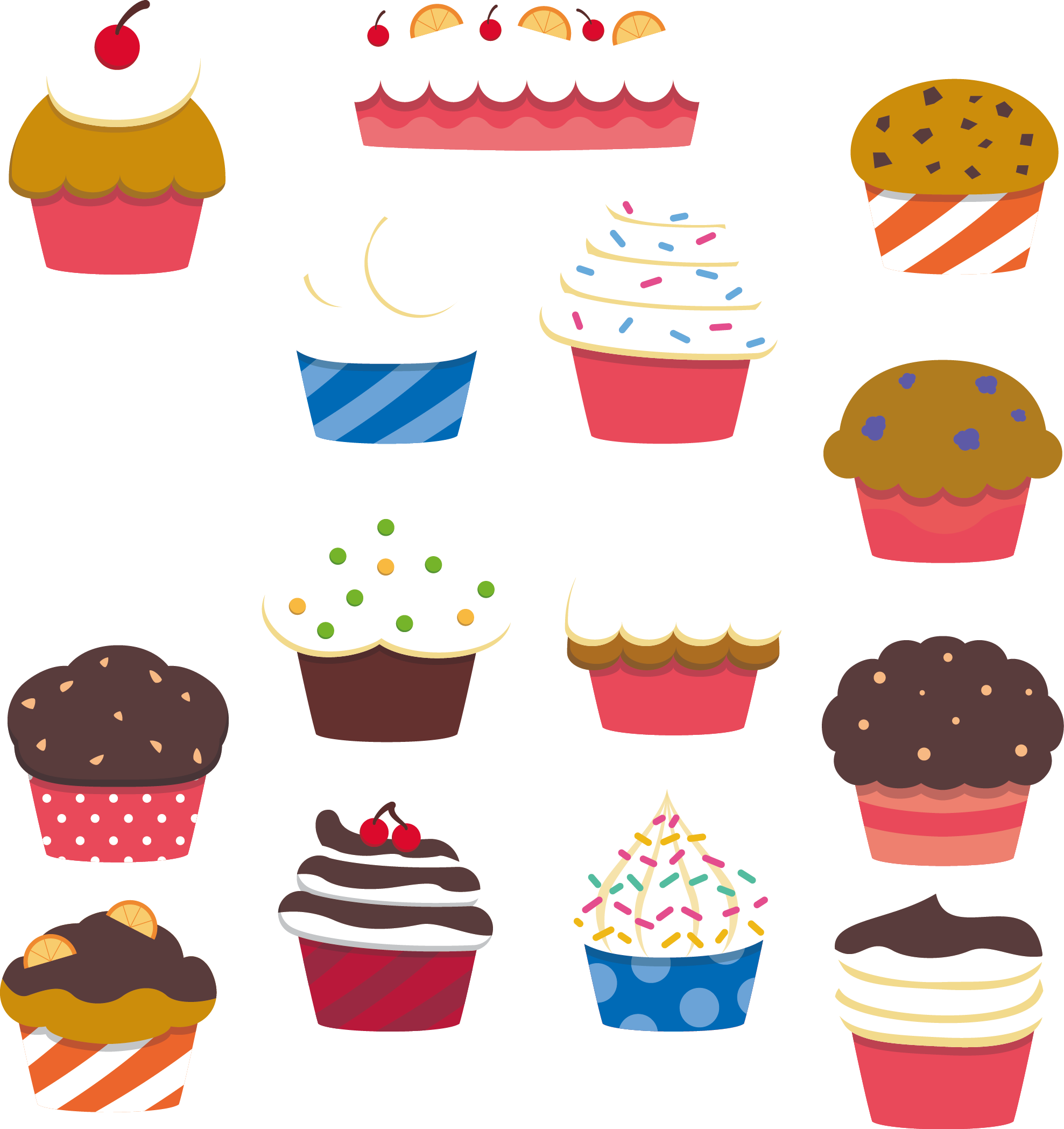 Top 10 Kiss Cupcake Cherry Cake Bakery Cartoon Cute - คั พ เค้ก การ์ตูน น่า รัก (1977x2097)