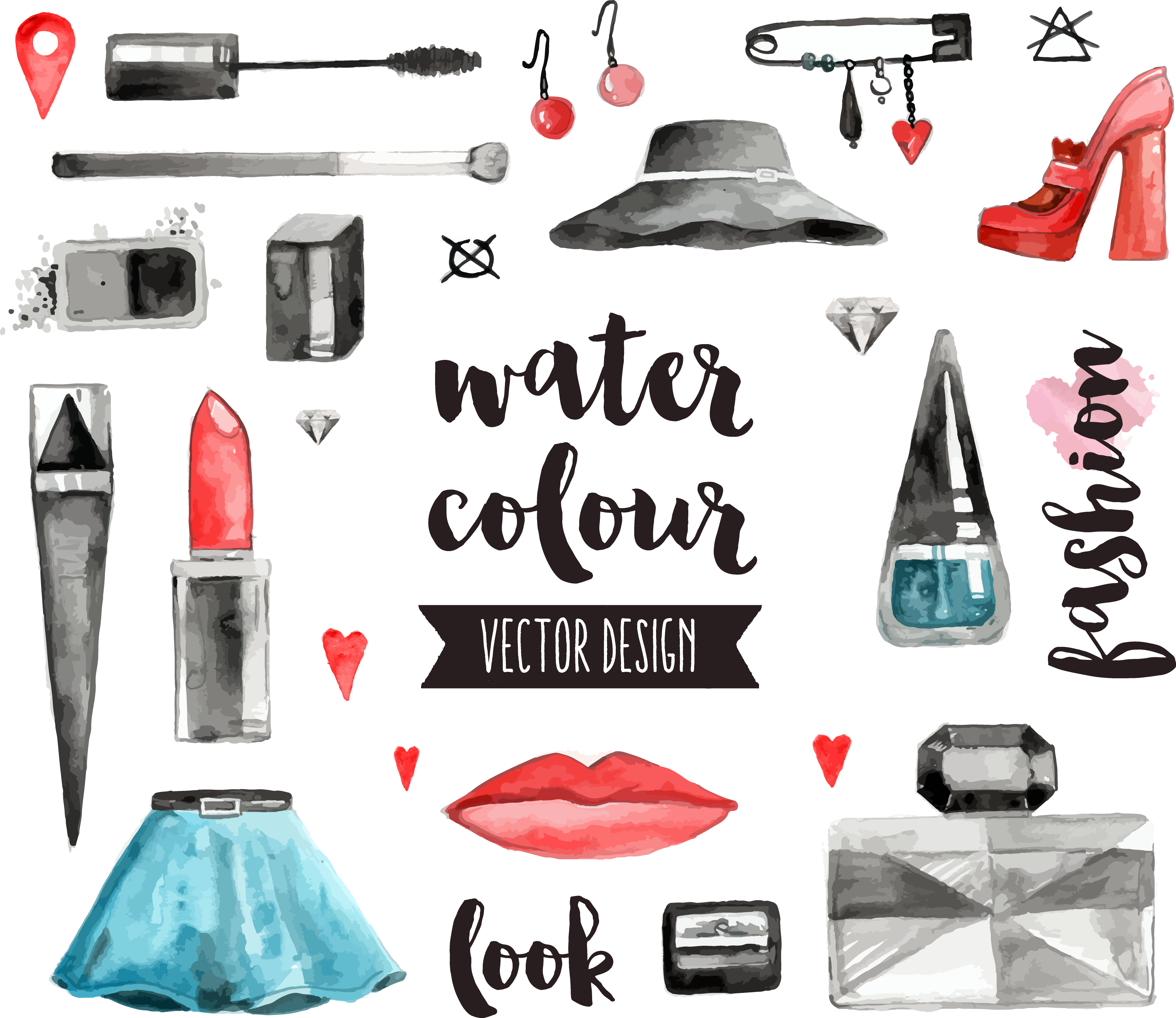 Cosmetics Watercolor Painting Drawing Illustration - Confederación Nacional Del Trabajo (4022x3482)