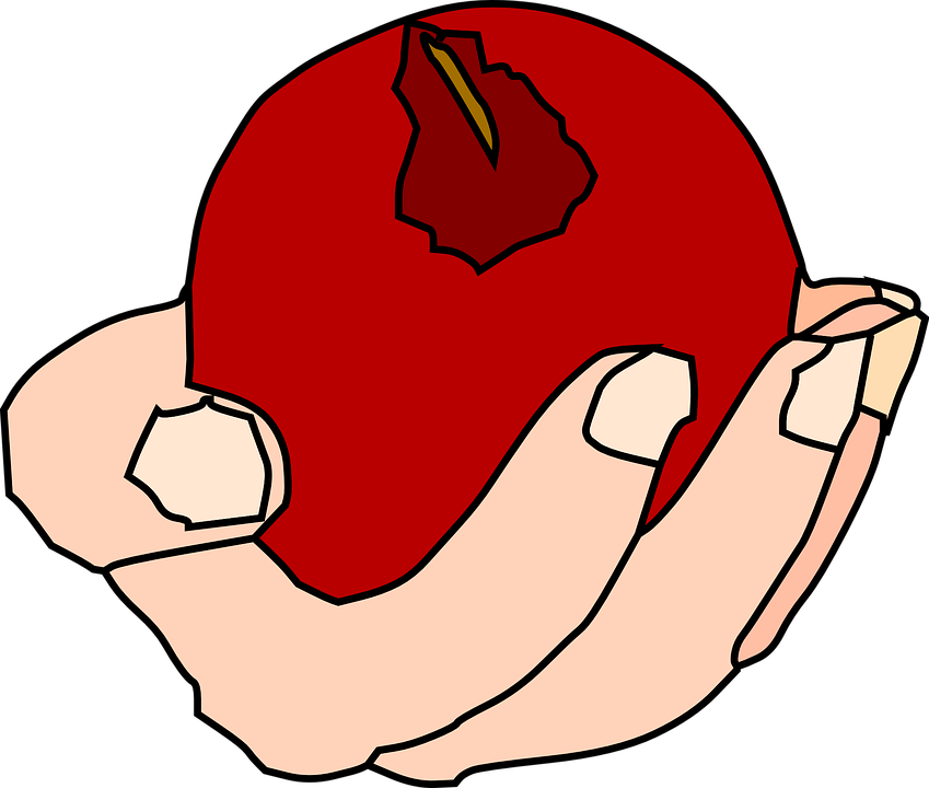 Red Apple Cliparts 29, Buy Clip Art - Hand Holding Food Transparent (849x720)