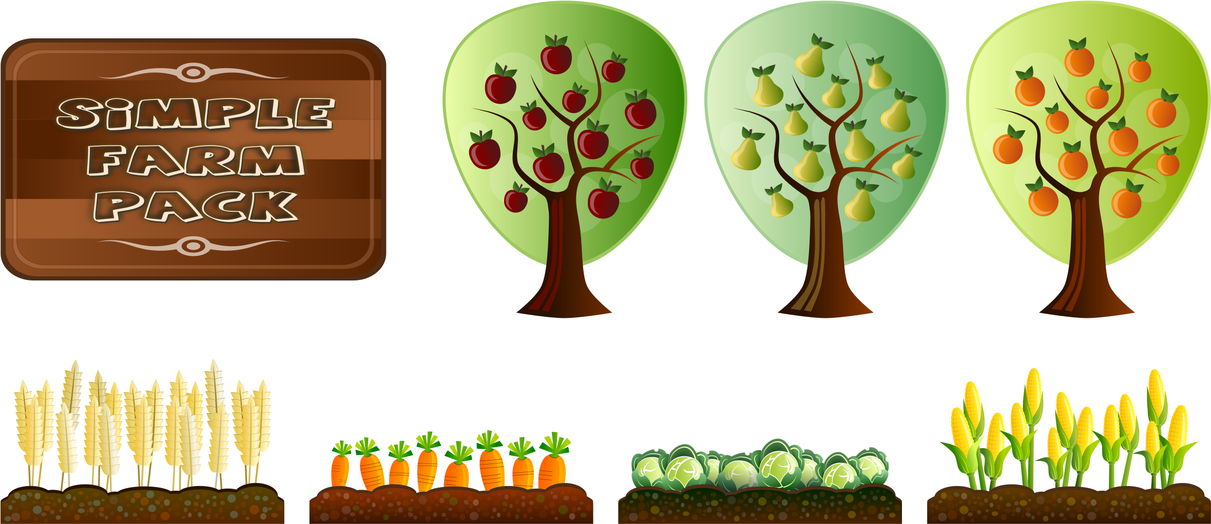Farm Clipart Crop Field - Farm Crops Clipart (2400x1075)