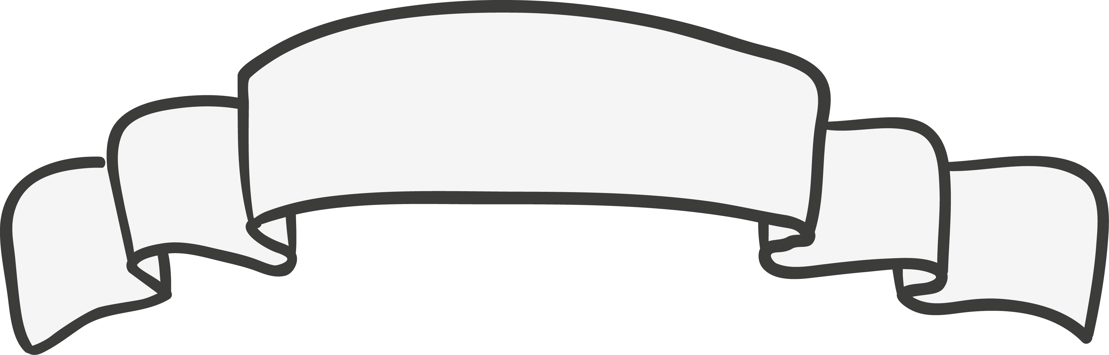 Black And White Ribbon Clip Art - White Ribbon (3524x1129)