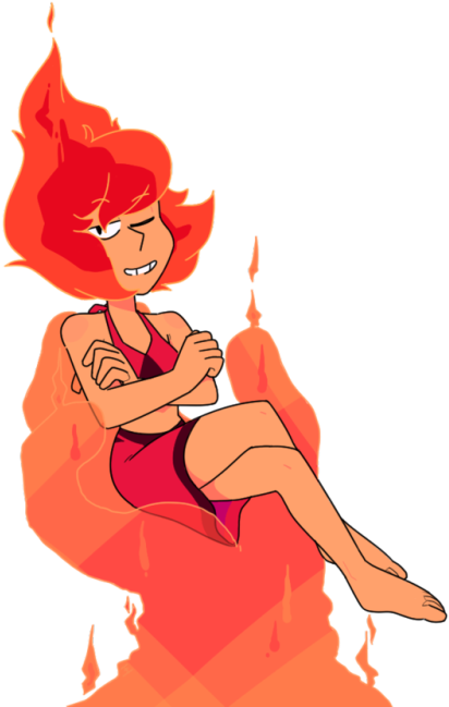 Red Cartoon Fictional Character Orange Sitting Joint - Steven Universe Fire Lapis Lazuli (500x666)