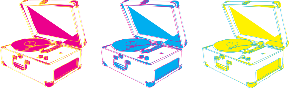 Record Player Glitch Drawing - Record Player Glitch Drawing (1000x306)