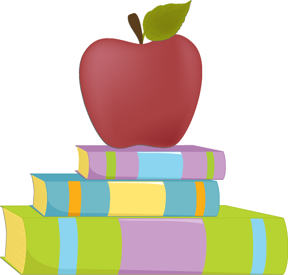 Drawing Apple Book Clip Art - Manzana Sobre Libros Png (594x566)