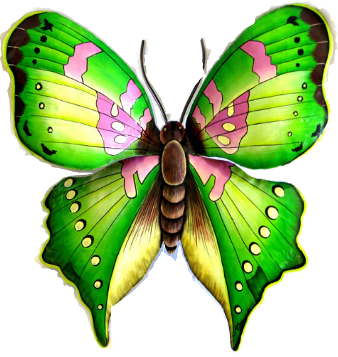 Green Butterfly Retractable Id Badge Holder Reel - (681x720)