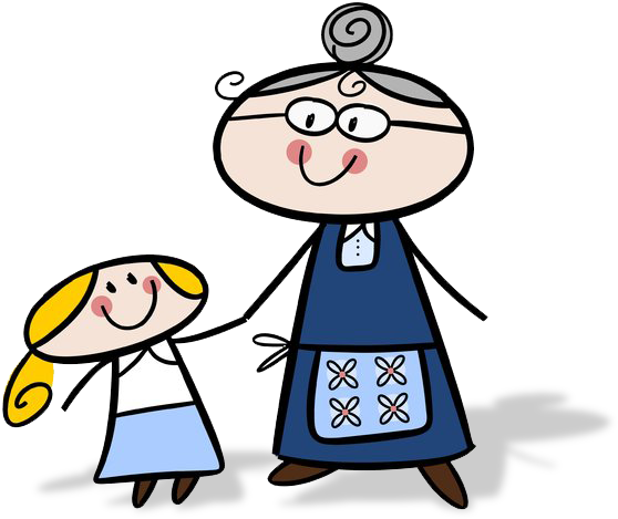 Esta Pequeña Trajo Consigo Luz Y Alegría Para Todos, - Grandma And Granddaughter Cartoon (656x481)