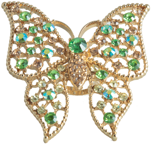 Green Butterfly Cocktail Ring - Brooch (500x500)