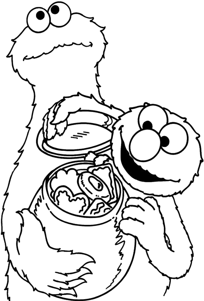 Cookie Monster Share Cookies With Elmo Coloring Pages - Cookie Monster And Elmo Coloring Pages (744x968)