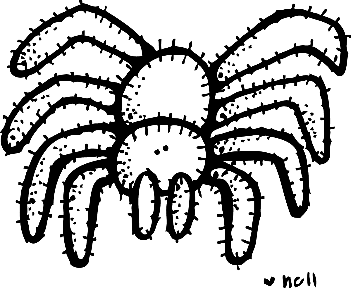 Shocking Tarantulag Page Pages Free Printable For Kids - Tarantula Clipart Black And White (1200x985)